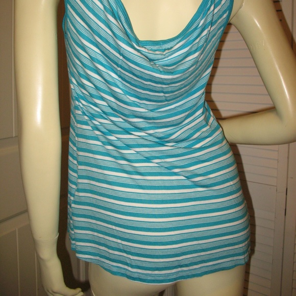 NWT Y2K Guess Tank Top S Striped Turquoise Blue White Activewear Gym Yoga Sporty - Picture 7 of 7